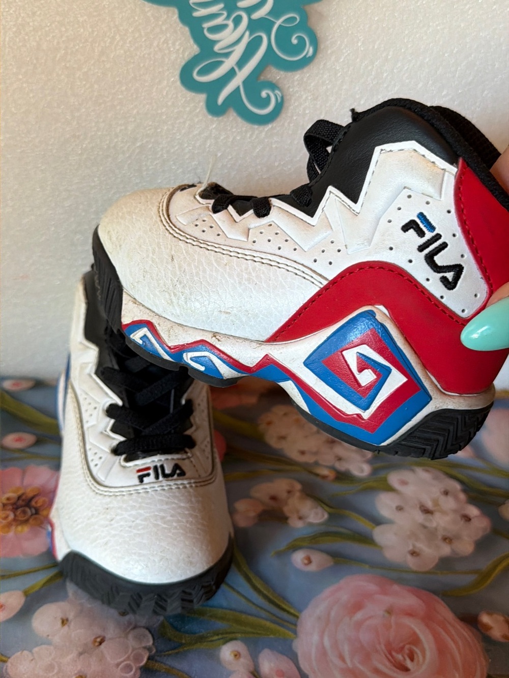 FILA MB Unisex Kids Mid Top Sneakers Black/Red/White Basketball 7